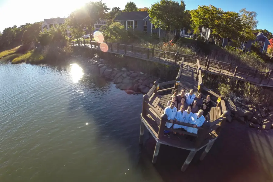 The Westport Dental Associates team on the dock behind the practice.